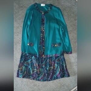Alfred Dunner Teal and Purple Skirt Set